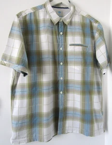 Fat Face green Blue & white pattern Men's shirt XL Short sleeve Cotton button up - Picture 1 of 18