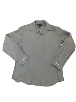 Top túnica plisada manga larga Banana Republic mujer lino azul pequeño popover Foto 1 de 4