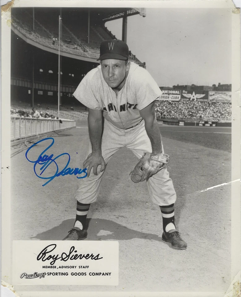 Autographed 8x10 Roy Sievers Washington Senators Rawlings Premium Photo (d 2017) - Image 1 of 1
