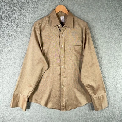 Vintage Brooks Brothers Makers Shirt Mens 16.5 Brown Sheen Royal Oxford OCBD USA - Image 1 of 4