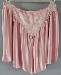 Vintage Colesce Lingerie High-waisted Satin Pink Tap Shorts Large USA - Picture 1 of 9