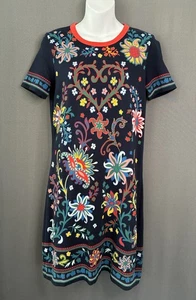 Tory Burch kurzes T-Shirt-Kleid aus Pima-Baumwolle Gr. XS dunkelblau Mountain Floral Fun - Bild 1 von 15
