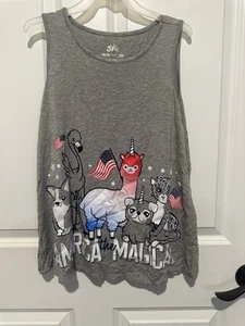 Justice Girls 14/16 Tank Llama 4th Of July - Picture 1 of 3