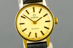 [Exc+5] Omega Geneve  Gold Dial Women's Watch 20mm Gold Plated #1975 - Picture 1 of 13