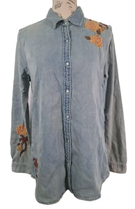 SCOTCH & SODA besticktes blaues Jeanshemd Langarm neu mit Etikett Damengröße Large - Bild 1 von 24