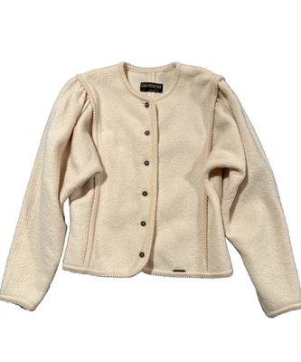 VTG Geiger Women's Size 42 EUR Cream Ivory Puff Sleeve Boiled Wool Austria - Image 1 of 4