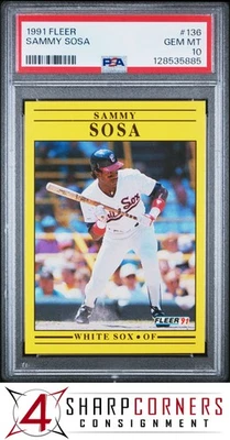 1991 FLEER #136 SAMMY SOSA WHITE SOX PSA 10 - Image 1 of 2
