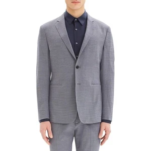 Theory Clinton Blazer Houndstooth Blue White Wool Blend 2-Button Sz 44 Men's - Picture 1 of 12
