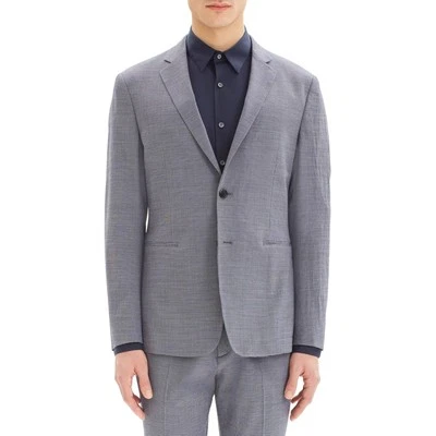 Theory Clinton Blazer Houndstooth Blue White Wool Blend 2-Button Sz 44 Men's - Image 1 of 4