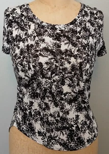 XL SIMPLY VERA Vera Wang Black & White Floral Shirt - Picture 1 of 4