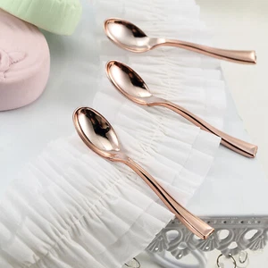 96 ROSE GOLD 4" long Dessert Spoons Wedding Party Events Disposable Tableware - Picture 1 of 6