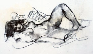 Julian Ritter Original Sketch of Lovely Reclining Nude Charcoal on Vellum - 1 - Picture 1 of 3