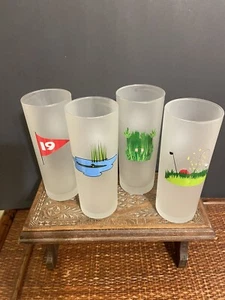 Dartington Frosted Ice Tea / Collins Gläser Golf Motiv Frankreich 4er Set - Bild 1 von 4