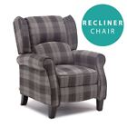 EATON WING BACK FIRESIDE CHECK FABRIC RECLINER ARMCHAIR SOFA LOUNGE CHAIR