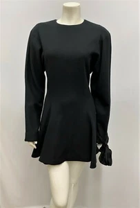 Vintage Barboglio Cristina Jan Dress Black 100% Wool Cool Large Bow on Cuff 10 6 - Picture 1 of 6