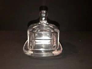 Vintage Square Clear Glass Covered Butter Pat Dish w/Lid - Picture 1 of 5