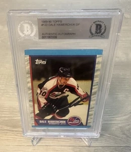 Dale Hawerchuk Winnipeg Jets 1989 Topps Autographed Beckett BAS Slabbed Card COA - Picture 1 of 5