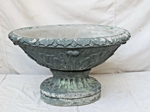 Antique Concrete Garden Oval Garden Urn Pot Large Cover