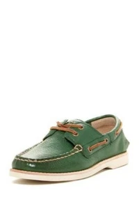 NEW FRYE SULLY BOAT BOYS LEATHER GREEN LOAFERS SIZE US 1 M STYLE 90400 - Picture 1 of 4