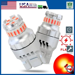 7443 7440 7444 4014 T20 LED Red Strobe Flash Brake Stop Tail Parking Light Bulbs - Picture 1 of 13