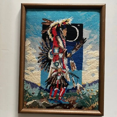 Finished Needlepoint Native American Pow Wow Dancer Jolene Thompson 17x13” - Image 1 of 4