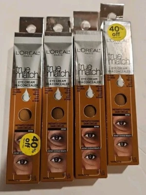L'oreal True Match Eye Cream in a Concealer for Dark Circles N7-8 Dark Lot Of 4 - Image 1 of 4