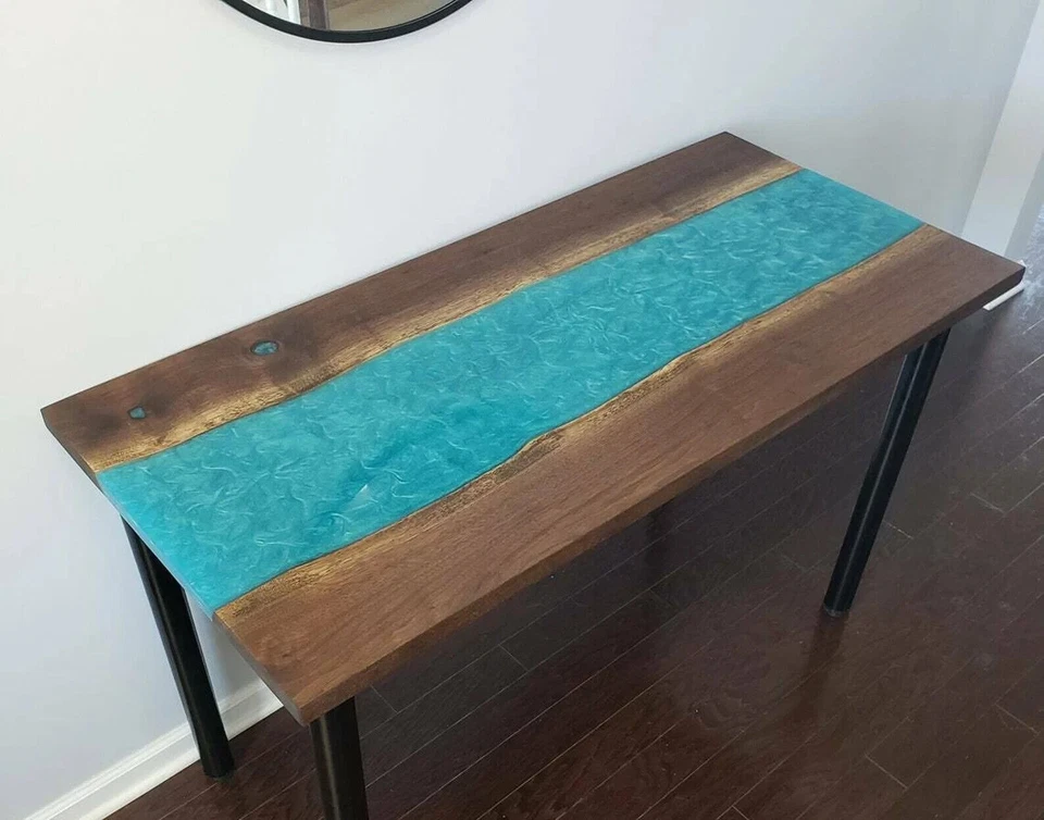 36" x 18" Wood And Epoxy Resin Wooden Console Table Modern Home Furnishing - Image 1 of 4