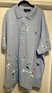 Authentisches Polo Ralph Lauren blaues Hemd im Used-Look mit Farbspritzern klassische Passform 3XB - Bild 1 von 4