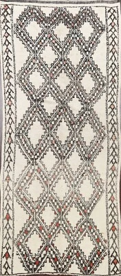 古董正品摩洛哥蔬菜染料手工打结长条地毯毛绒羊毛 6x11 — 第 1/4 张图片