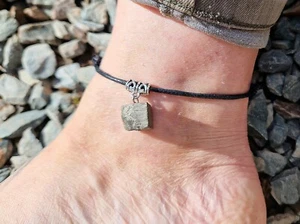 Genuine Pyrite Anklet. Gemstone Anklet. Success Crystal. Pyrite Gift - Picture 1 of 3