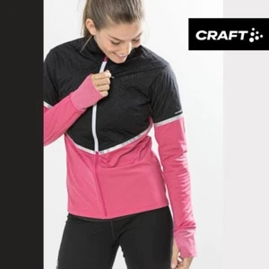 Craft Women’s Urban Run Thermal Wind Jacket L Carnation/Black $155 EUC Full Zip - Picture 1 of 16
