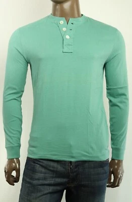 New JA John Ashford Mens Henley Neck Long Sleeve Green Cotton T Shirt L - Image 1 of 3