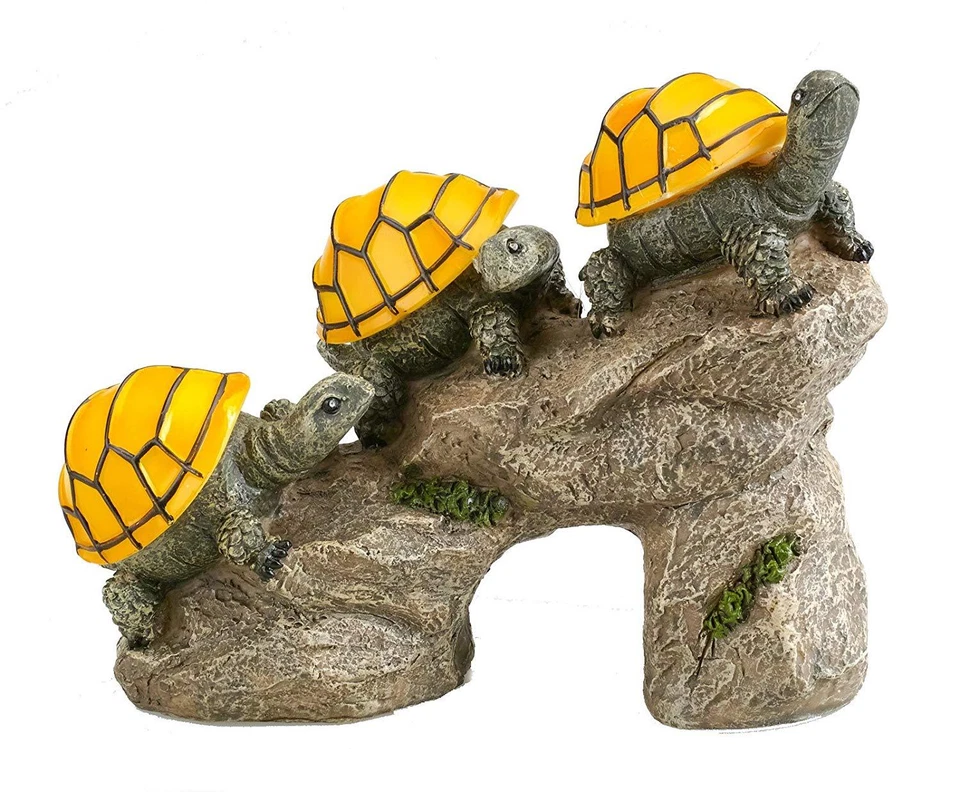 BO-TOYS Solar Powered Turtles on Log Outdoor Accent Lighting LED Garden Light Decor