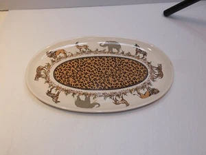 Genevieve Lethu "Tanganyika" Jungle Animals Oval Serving Platter-FLAW - Picture 1 of 4