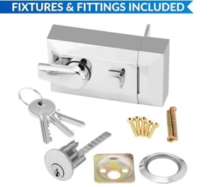 NACHTRIEGEL 40mm & 60mm FÜR HAUSTÜR MIT CHROMZYLINDER UND EXTRA SCHLÜSSELN - Bild 1 von 11