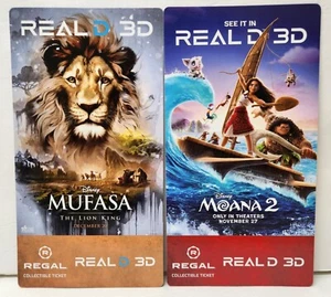 Disney Regal Collectible Flip Tickets REALD 3D MUFASA The Lion King and MOANA 2 - Picture 1 of 5