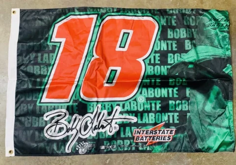 Bobby Labonte # 18 INTERSTATE BATTERIES SINGLE SIDED Banner Flag Approx 28”x42” Cover