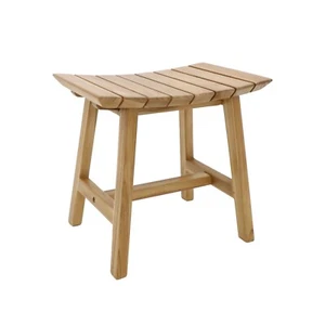 Sgabello a doghe per doccia e bagno in legno di teak naturale nordico - Foto 1 di 5