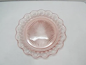 Plato de cena de 10+3/8 pulgadas de encaje abierto colonia antigua de vidrio de la depresión rosa (I2F831C) - Imagen 1 de 5