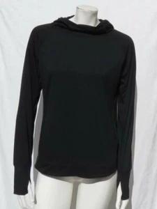 90 DEGREE by REFLEX Black Long Sleeves Cowl Hoodie Pullover Shirt Top US L MINT - Picture 1 of 6