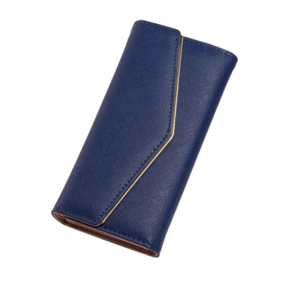 Women's Leather Long Clutch Envelope Bag Card Photo Holder Purse Pouch Handbag - Image 1 of 4
