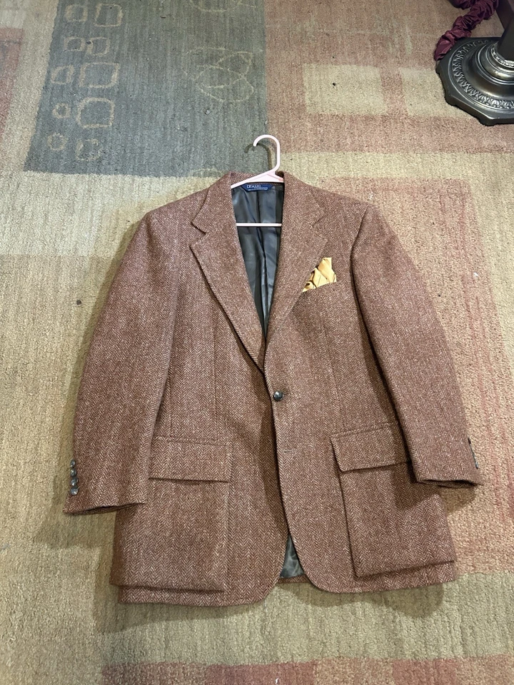 Blazer Polo Ralph Lauren Años 70 Raro Naranja Espiga Tweed 2 Botones EE. UU. USADO EN EXCELENTE ESTADO Foto 1 de 4