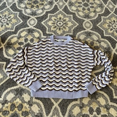 Hollister Purple Brown Striped Sweater Size M Crew Neck Casual Preppy Academia - Image 1 of 4