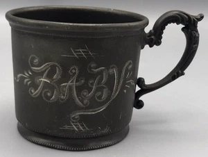 Nuovo Amsterdam Silver Co Quadruplo Placcato Bambino Inciso Tazza Manico Antico - Foto 1 di 6