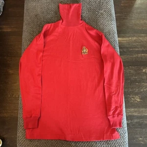 Vintage Polo Ralph Lauren Crest Red Turtleneck Long Sleeve Mens Small 90s Preppy - Picture 1 of 10