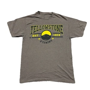 Yellowstone Wyoming Graphic Tee Brown Short Sleeve Mountain Shirt L - Picture 1 of 5