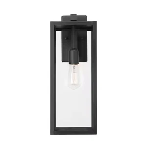Hampton Bay Hurley 12" Matte Black Hardwired Outdoor Wall Lantern Sconce No Bulb - Picture 1 of 14