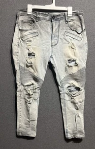 KDNK Men's Gray White Distressed Skinny Tapered Jeans 38 Denim Stretch 1141411 - Picture 1 of 10