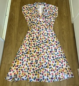BETTIE PAGE By Tatyana Long Dress Donut Print 1960’s Style Vintage Summer Small - Bild 1 von 12