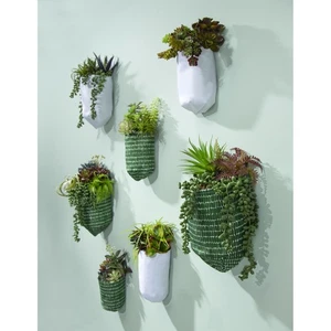 Small U-Shaped Hanging Pocket Planter, Set of 3, White - Picture 1 of 3